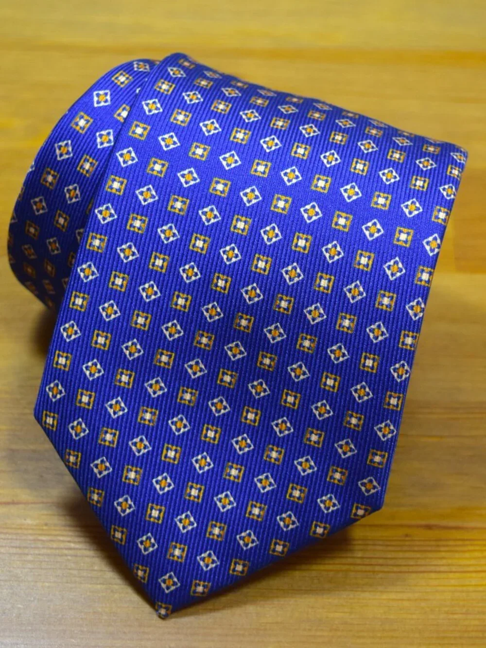 $590 BRIONI Handmade Blue Orange Squares Geometric Long XL Silk Tie Made Italy